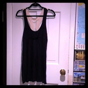 Navy racerback mini dress with sheer back